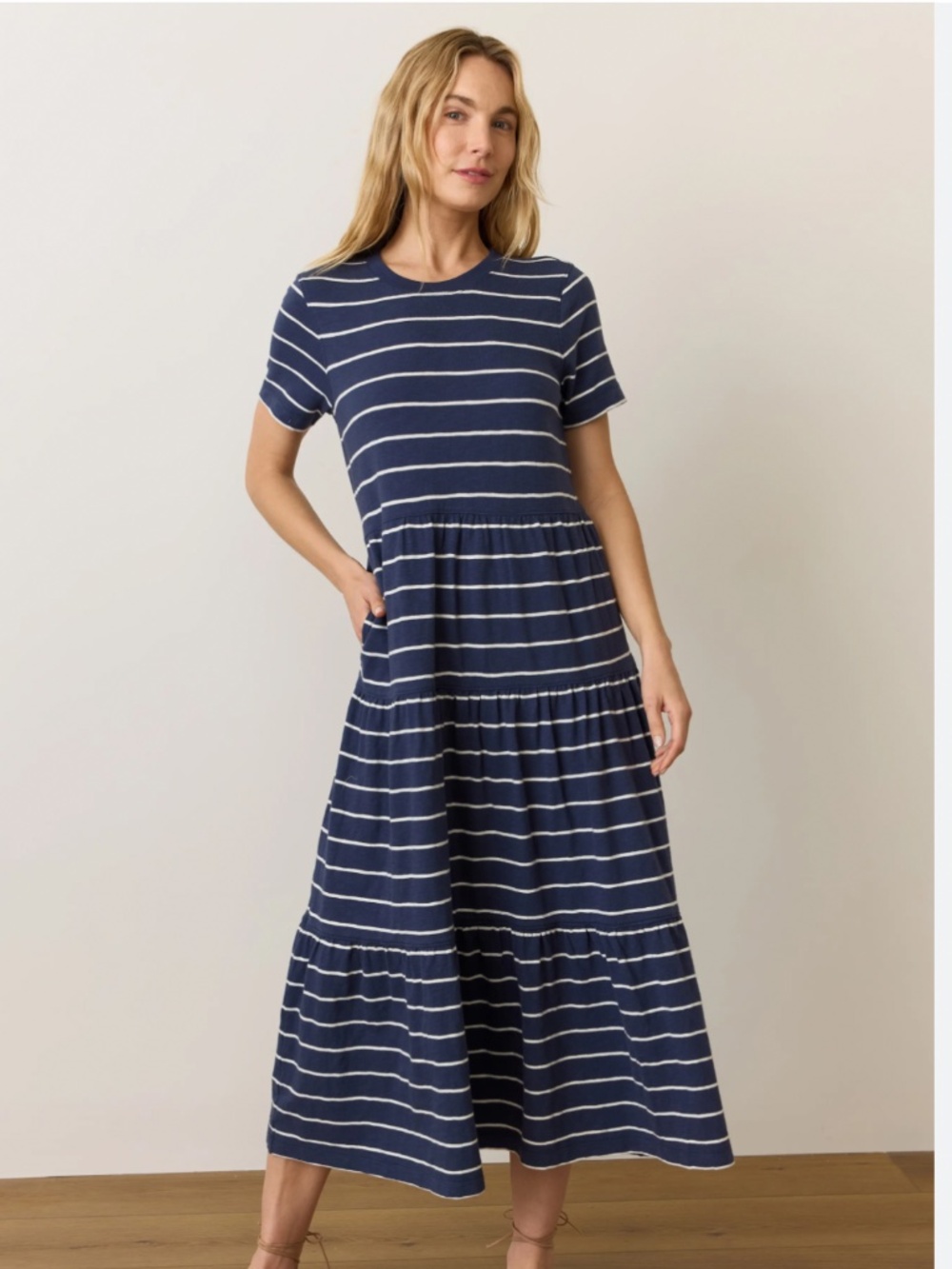 Marine Layer Navy/White Striped Jersey Cotton Dress in Size XS - Picture 1 of 4
